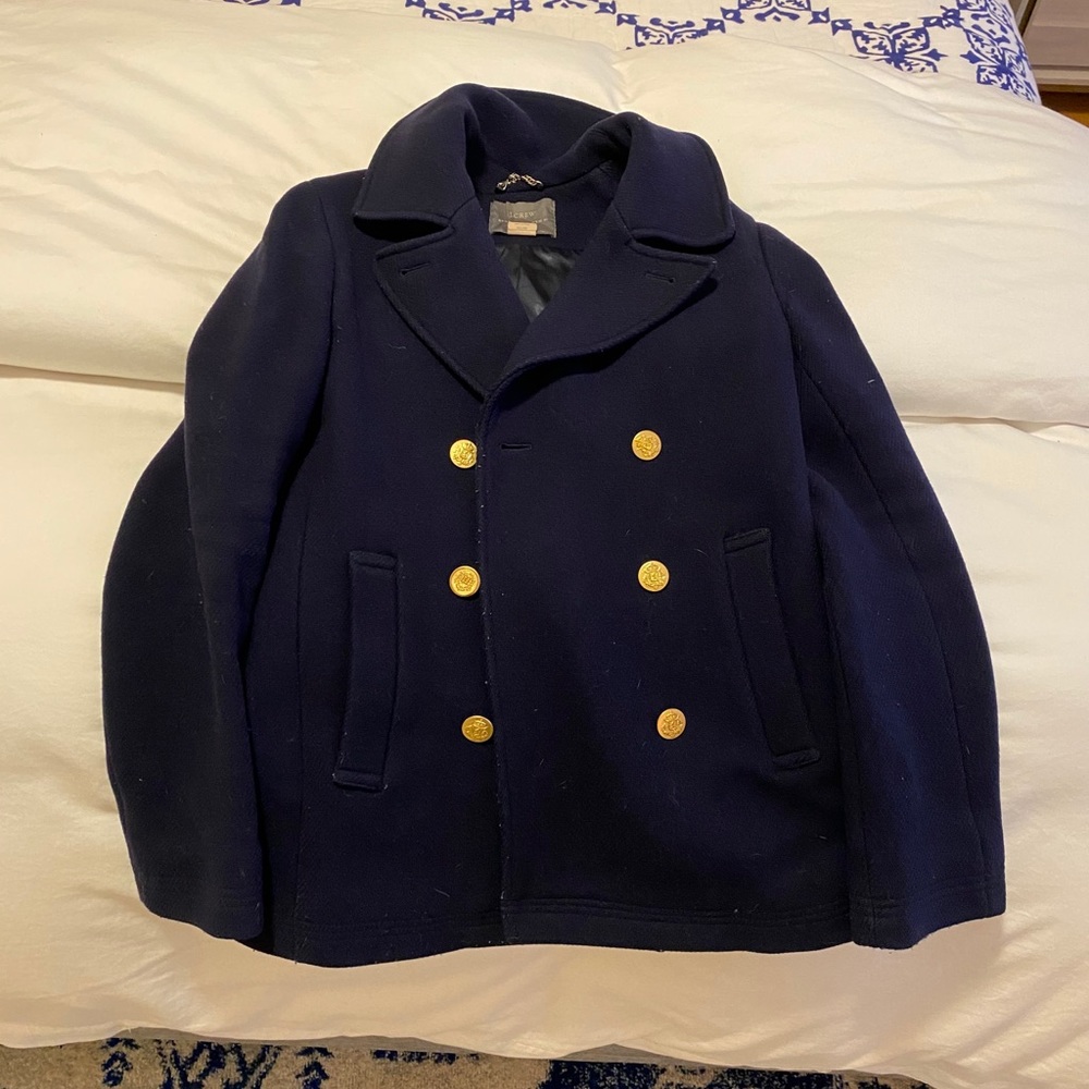 J Crew Navy Stadium Cloth Peacoat Size 2